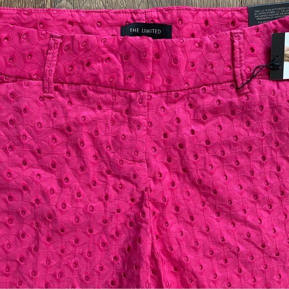 NWT The Limited Hot Pink Eyelet Tailored Shorts Cotton Pockets - Picture 3 of 16